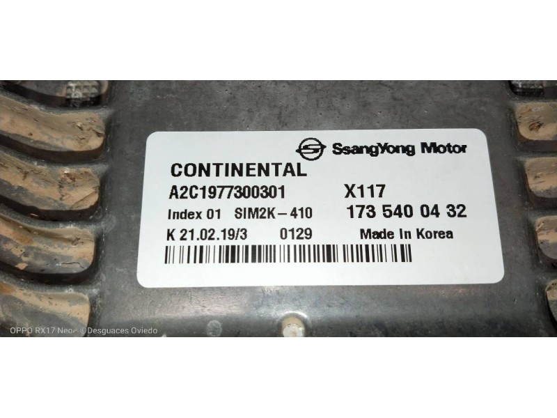 Recambio de centralita motor uce para ssangyong tivoli crystal 4x2 referencia OEM IAM 1735400432 A2C1977300301 