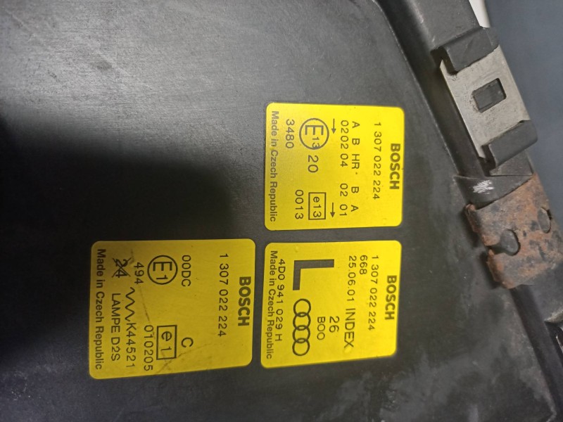 Recambio de faro izquierdo para audi a8 (d2) 4.2 quattro referencia OEM IAM 1307022224 4D0941029H XENON
