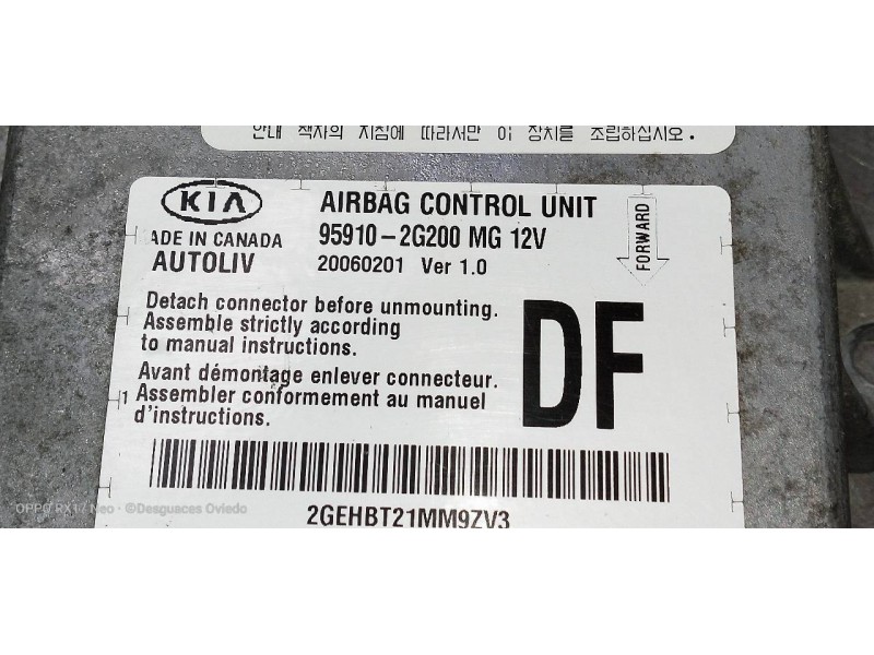 Recambio de centralita airbag para kia magentis active referencia OEM IAM 959102G200  