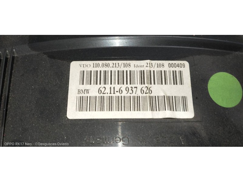 Recambio de cuadro instrumentos para bmw serie 5 berlina (e60) 3.0 referencia OEM IAM 62116937626  