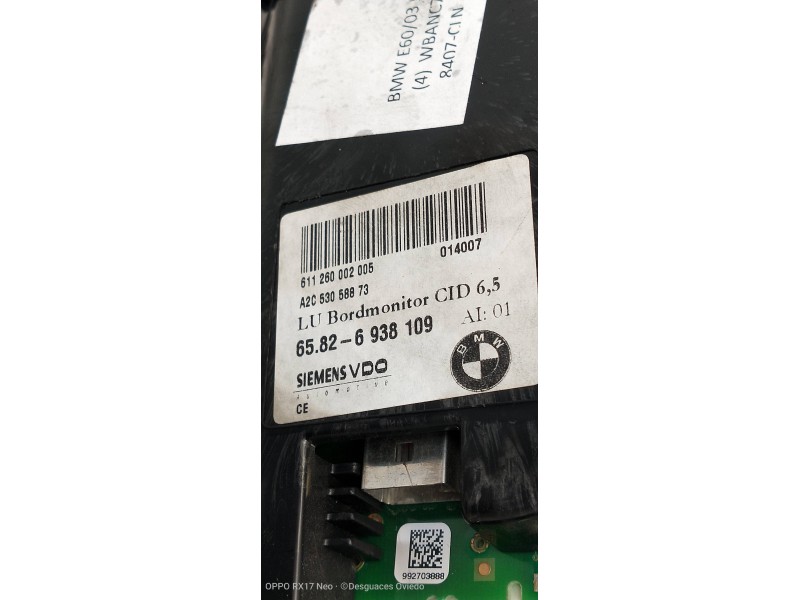 Recambio de pantalla multifuncion para bmw serie 5 berlina (e60) 3.0 referencia OEM IAM 65826938109 A2C53058873 