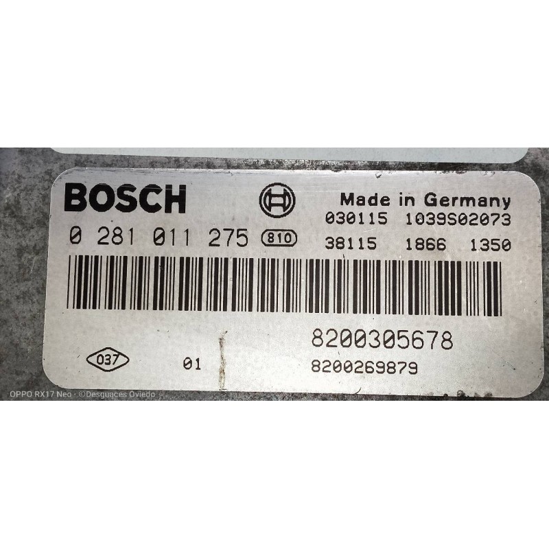 Recambio de centralita motor uce para renault megane ii berlina 5p confort authentique referencia OEM IAM 0281011275 8200305678 