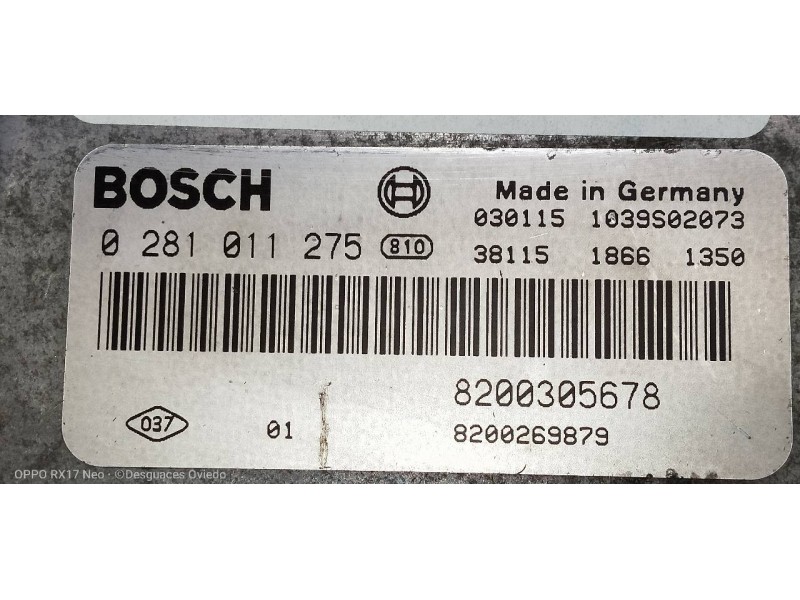 Recambio de centralita motor uce para renault megane ii berlina 5p confort authentique referencia OEM IAM 0281011275 8200305678 