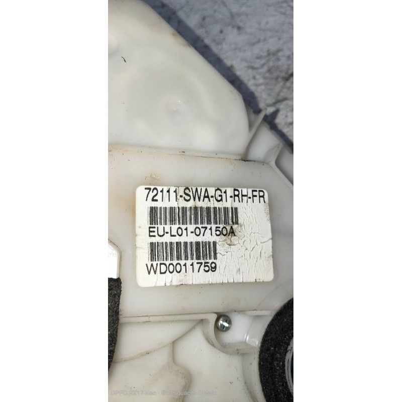 Recambio de motor cierre centralizado delantero derecho para honda cr-v (re) comfort referencia OEM IAM 72111SWAG1  