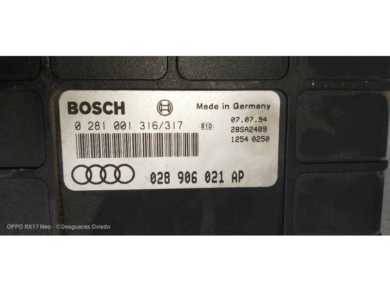 Recambio de centralita motor uce para audi 80 1.9 tdi referencia OEM IAM 0281001316 028906021AP 0281001317