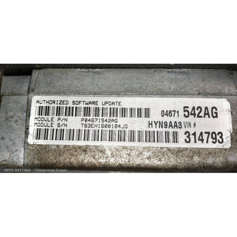 Recambio de centralita motor uce para chrysler pt cruiser (pt) 2.0 classic referencia OEM IAM P04671542AG 04745860 