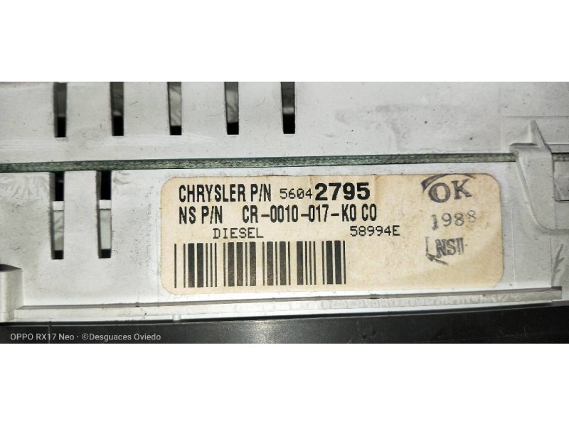 Recambio de cuadro instrumentos para jeep gr.cherokee (zj)/(z) 2.5 turbodiesel referencia OEM IAM 56042795  