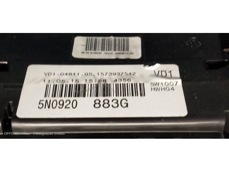 Recambio de cuadro instrumentos para volkswagen tiguan (5n2) sport 4motion bmt referencia OEM IAM 5N0920883G A2C95293800 