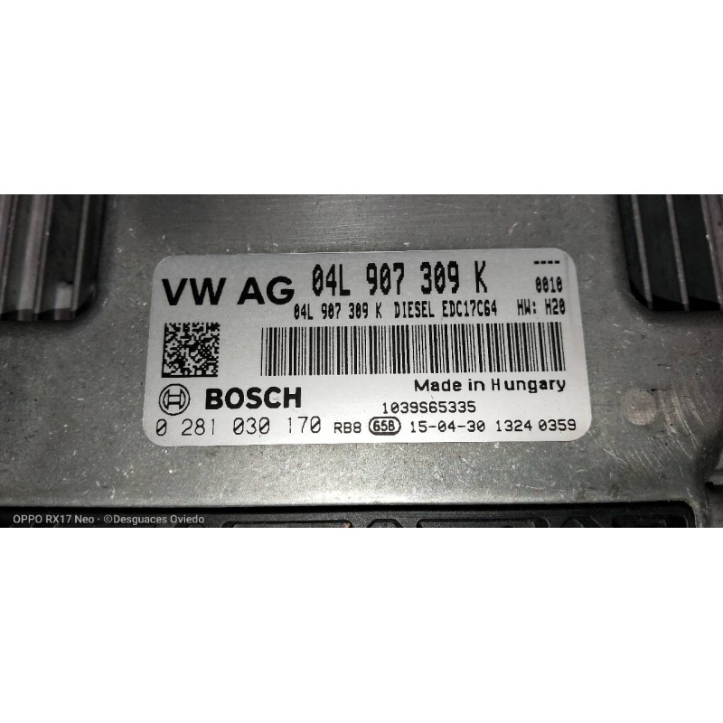 Recambio de centralita motor uce para volkswagen tiguan (5n2) sport 4motion bmt referencia OEM IAM 0281030170 04L907309K 