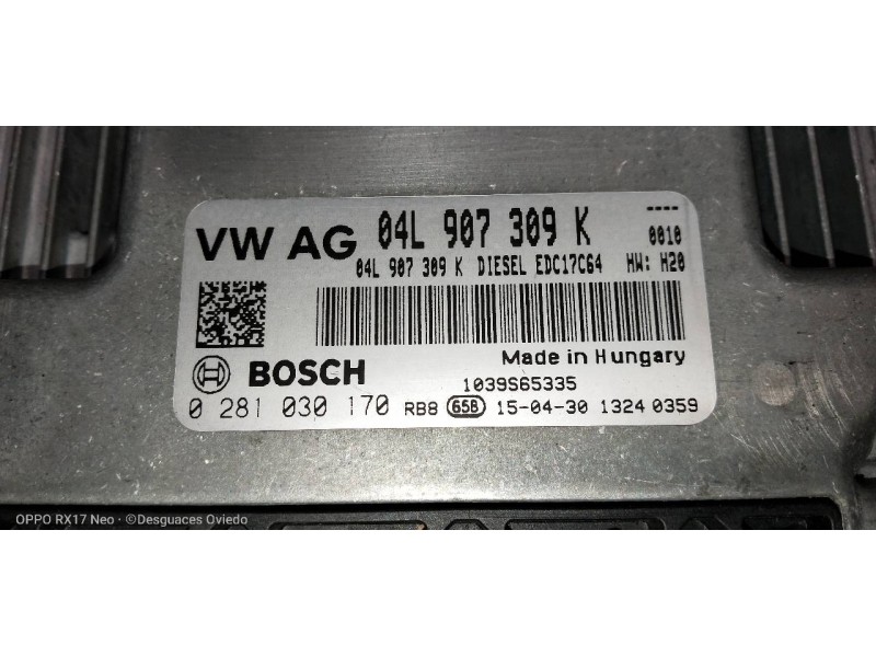 Recambio de centralita motor uce para volkswagen tiguan (5n2) sport 4motion bmt referencia OEM IAM 0281030170 04L907309K 