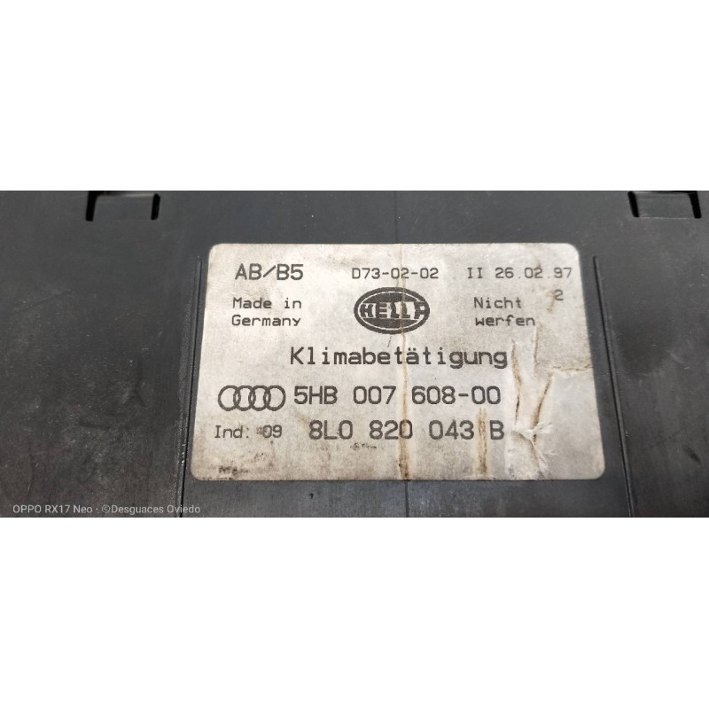 Recambio de mando calefaccion / aire acondicionado para audi a3 (8l) 1.8 20v referencia OEM IAM 8L0820043B 5HB00760800 