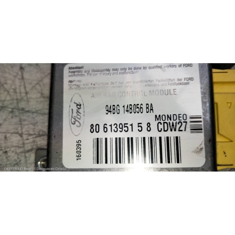Recambio de kit airbag para ford mondeo berlina/familiar (fd) 1.8 16v cat referencia OEM IAM   