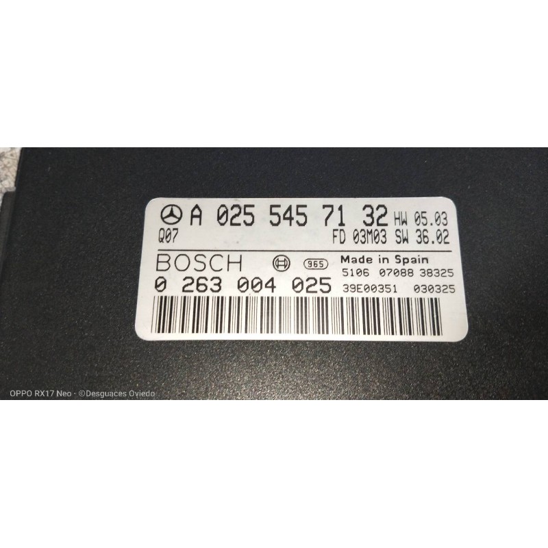 Recambio de modulo electronico para mercedes clase e (w211) berlina e 220 cdi (211.006) referencia OEM IAM 0263004025 A025545713
