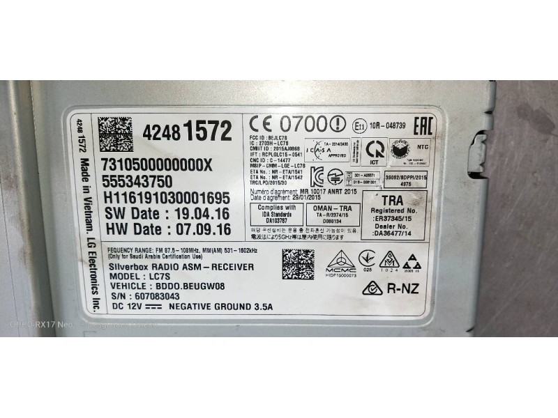 Recambio de modulo electronico para opel astra k lim. 5türig 1.6 cdti dpf referencia OEM IAM 42481572 555343750 