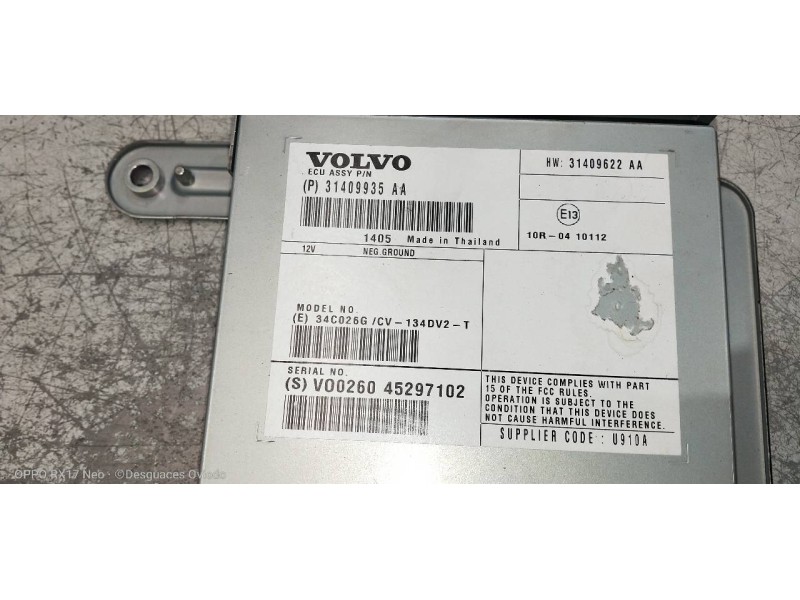 Recambio de modulo electronico para volvo v40 basis referencia OEM IAM 31409935AA 31409622AA 