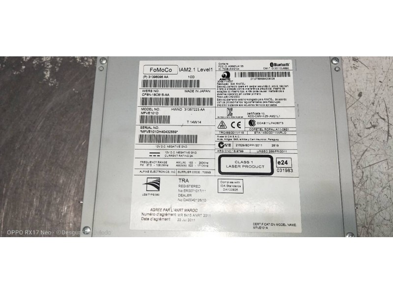 Recambio de sistema audio / radio cd para volvo v40 basis referencia OEM IAM 31396096AA  