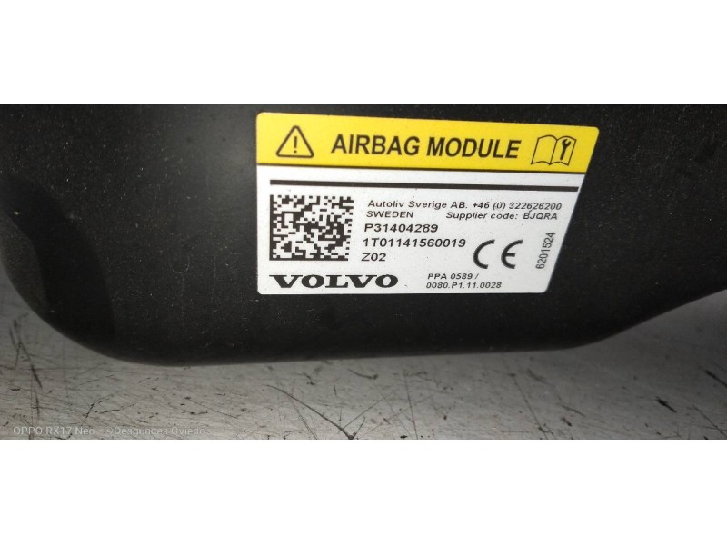 Recambio de airbag delantero izquierdo para volvo v40 basis referencia OEM IAM 31404289 1T01141560019 