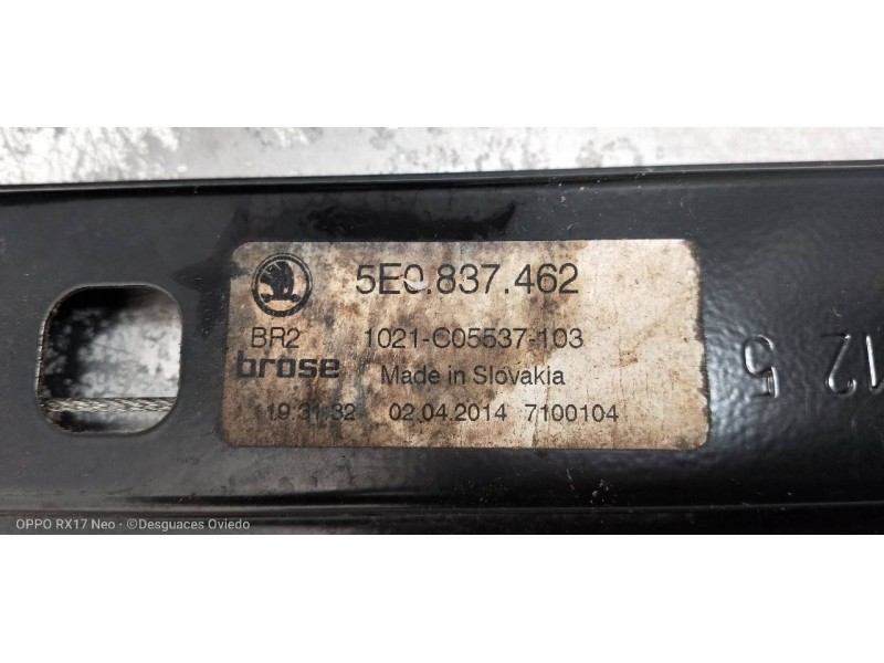 Recambio de elevalunas delantero derecho para skoda octavia combi (5e5) ambition referencia OEM IAM 5E0837462  