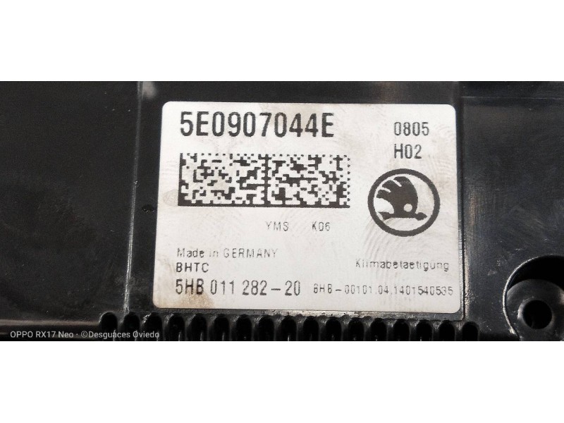 Recambio de mando calefaccion / aire acondicionado para skoda octavia combi (5e5) ambition referencia OEM IAM 5E0907044E  