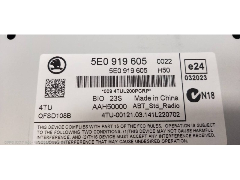 Recambio de pantalla multifuncion para skoda octavia combi (5e5) ambition referencia OEM IAM 5E0919605  