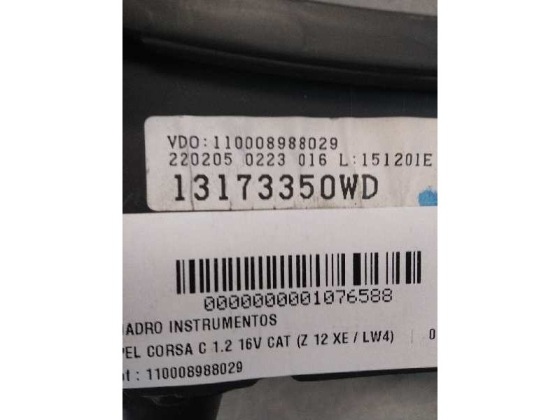 Recambio de cuadro instrumentos para opel corsa c 1.2 16v cat (z 12 xe / lw4) referencia OEM IAM 110008988029 13173350WD 