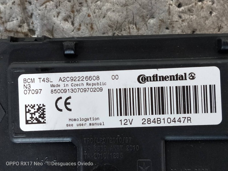 Recambio de modulo electronico para dacia duster ii comfort referencia OEM IAM 284B10447R A2C92226608 BCMT4S