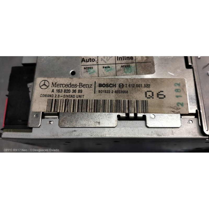 Recambio de sistema navegacion gps para mercedes clase m (w163) 400 cdi (163.128) referencia OEM IAM A1638203689 7612001522 