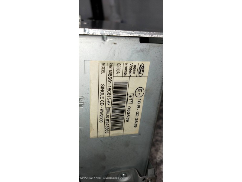 Recambio de sistema audio / radio cd para ford focus berlina (cap) ambiente (d) referencia OEM IAM 6S6118C815AF  