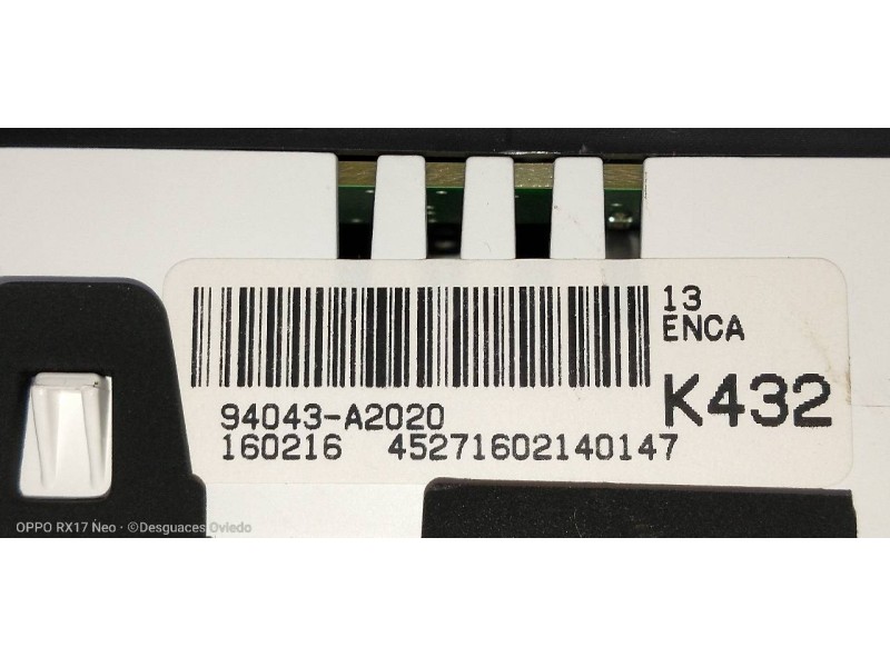 Recambio de cuadro instrumentos para kia cee´d drive referencia OEM IAM 94043A2020  