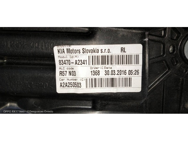 Recambio de elevalunas trasero izquierdo para kia cee´d drive referencia OEM IAM 83470A2341 83450A2010 