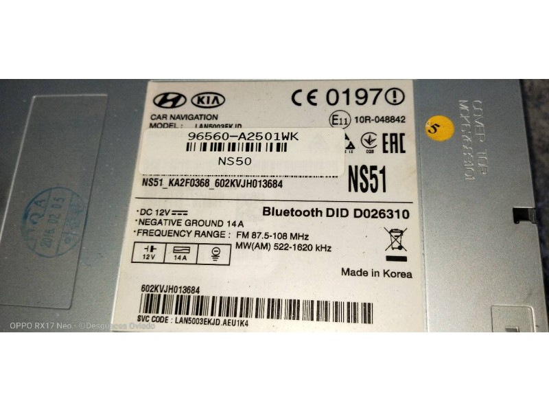 Recambio de sistema navegacion gps para kia cee´d drive referencia OEM IAM 96560A2501WK  