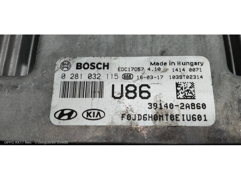Recambio de centralita motor uce para kia cee´d drive referencia OEM IAM 0281032115 391402A860 