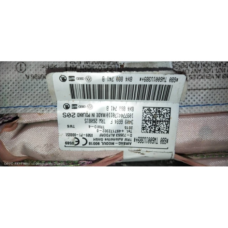 Recambio de airbag cortina delantero izquierdo para audi a1 sportback (8xf) attraction referencia OEM IAM 8X4880741B  