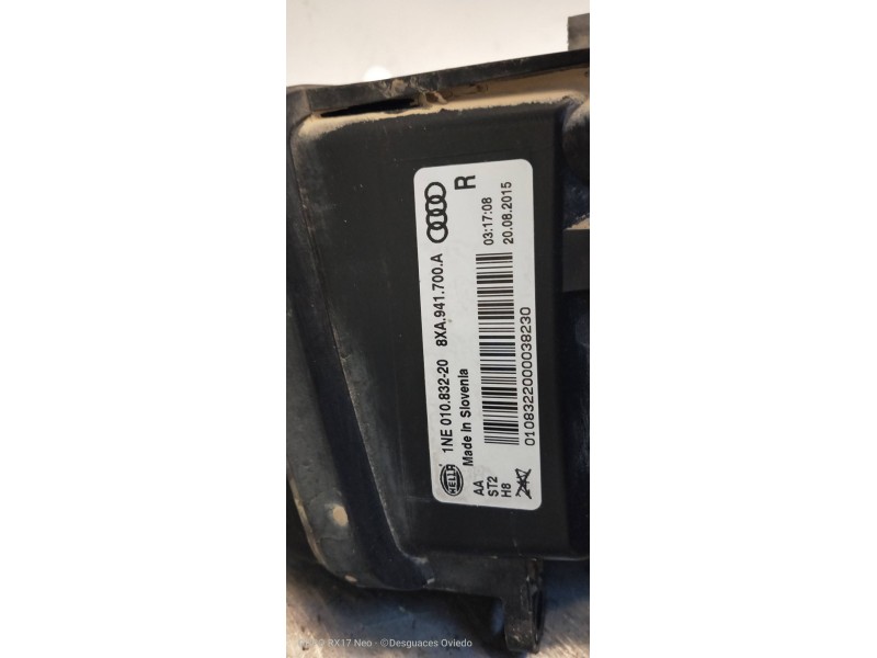 Recambio de faro antiniebla derecho para audi a1 sportback (8xf) attraction referencia OEM IAM 8XA941700A 1NE01083220 