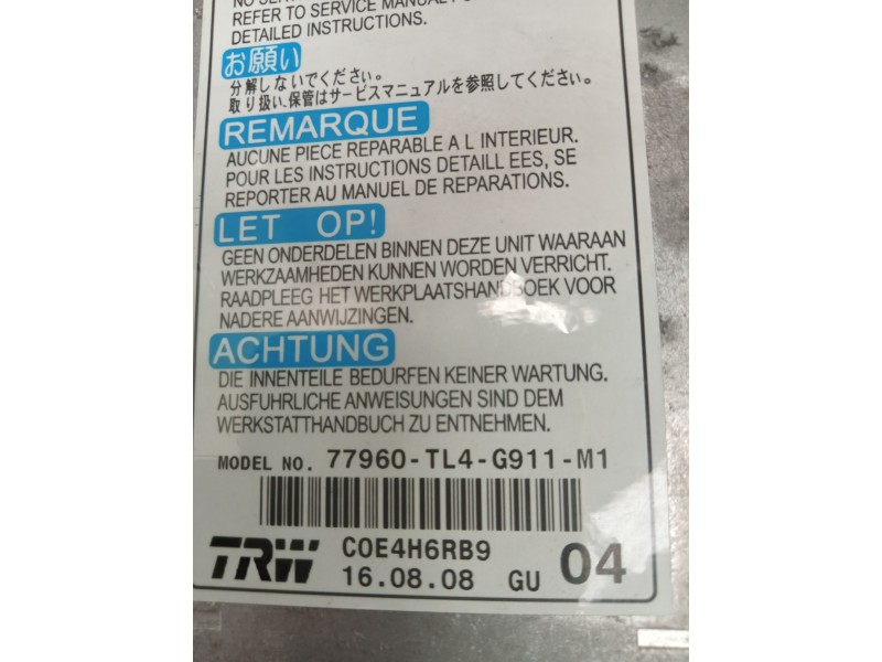 Recambio de kit airbag para honda accord tourer (cw) 2.2 dtec cat referencia OEM IAM 77960TL4G911M1  