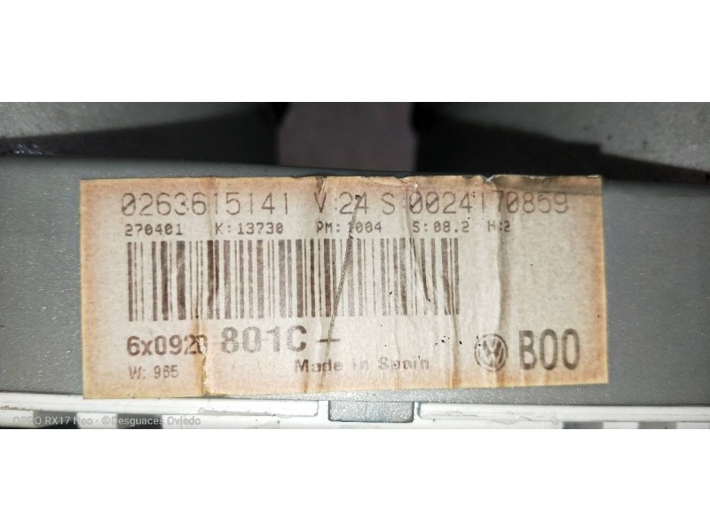 Recambio de cuadro instrumentos para volkswagen lupo (6x1/6e1) 1.7 sdi referencia OEM IAM 0263615141 6X0920801C 