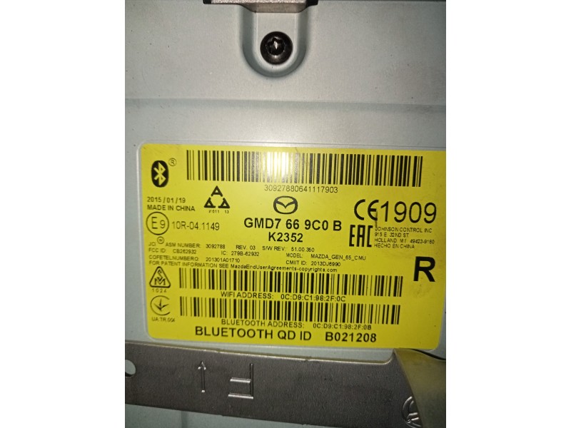 Recambio de sistema navegacion gps para mazda 6 kombi ()(.2012) center-line referencia OEM IAM GMD7669C0B  