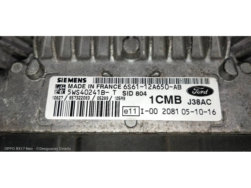 Recambio de centralita motor uce para ford fiesta (cbk) futura referencia OEM IAM 5WS40241BT 6S6112A650AB 