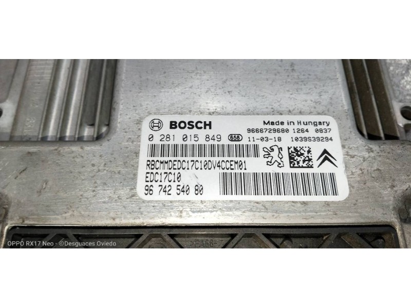 Recambio de centralita motor uce para citroen c3 exclusive referencia OEM IAM 0281015849 9674254080 9666729680