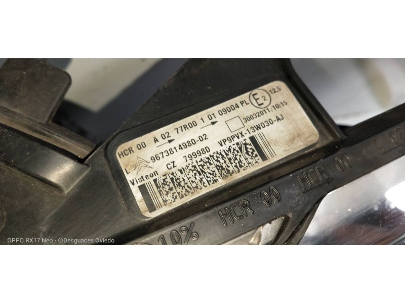 Recambio de faro izquierdo para citroen c3 exclusive referencia OEM IAM 9673814980 VP9PVX13W030AJ 