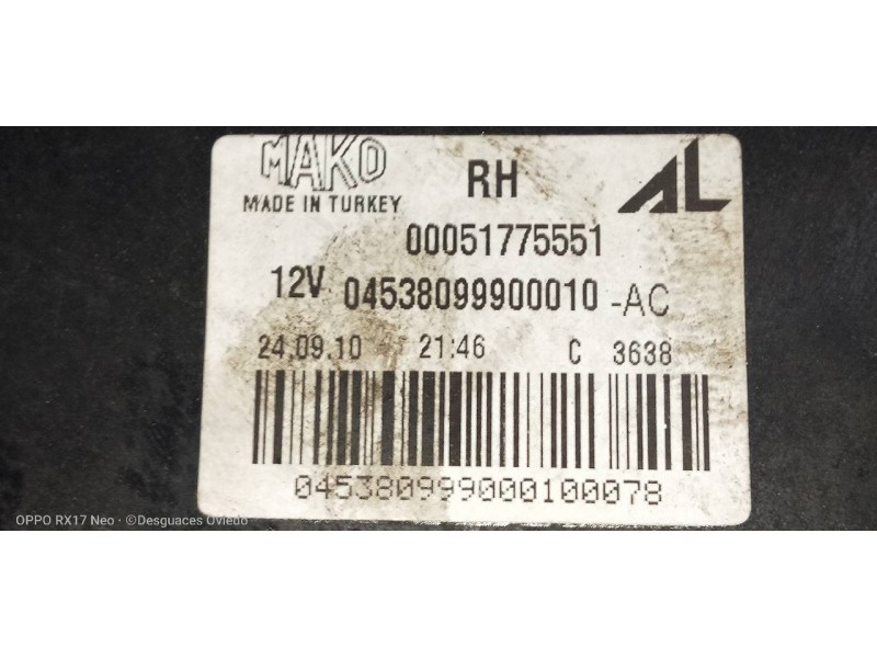 Recambio de faro antiniebla derecho para lancia delta (181) gold referencia OEM IAM 51775551  