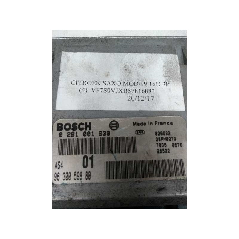 Recambio de centralita motor uce para citroen saxo 1.5 d sx referencia OEM IAM 0281001839 9630059880 01