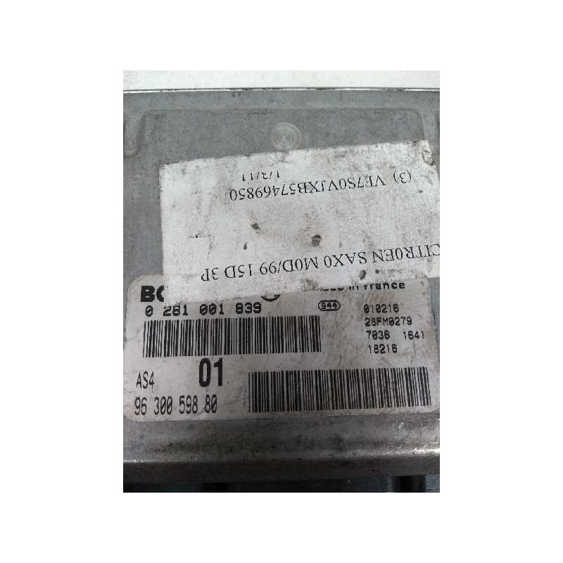 Recambio de centralita motor uce para citroen saxo 1.5 diesel referencia OEM IAM 0281001839 9630059880 01