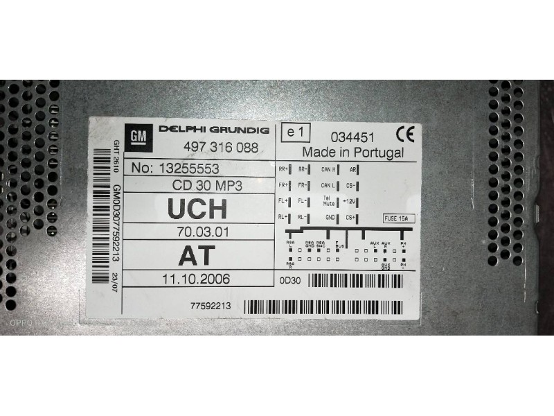 Recambio de sistema audio / radio cd para opel astra h ber. cosmo referencia OEM IAM 497316088 13255553 