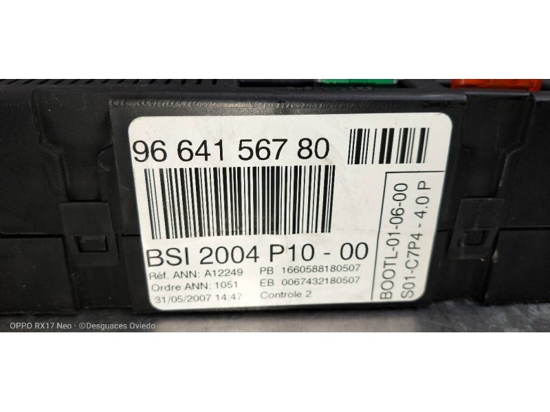 Recambio de caja reles / fusibles para citroen c3 1.1 furio referencia OEM IAM 9664156780 BSI2004P1000 