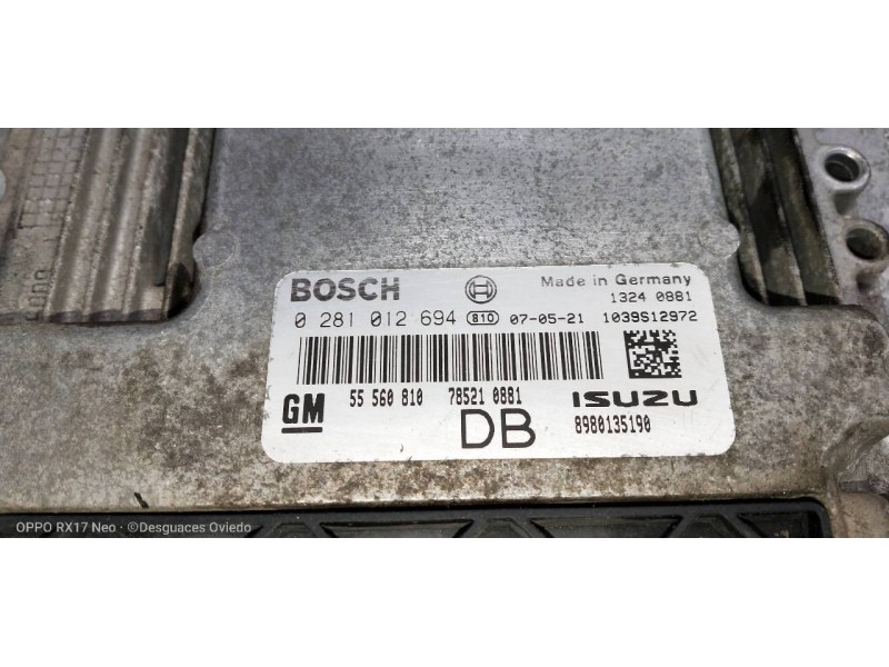 Recambio de centralita motor uce para opel astra h ber. cosmo referencia OEM IAM 0281012694 55560810 8980135190