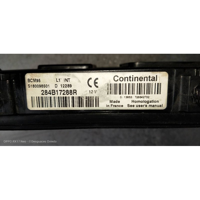Recambio de caja reles / fusibles para renault megane iii berlina 5 p dynamique referencia OEM IAM 284B17288R S180098501 BCM95