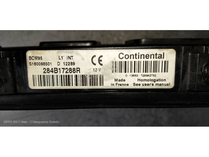 Recambio de caja reles / fusibles para renault megane iii berlina 5 p dynamique referencia OEM IAM 284B17288R S180098501 BCM95