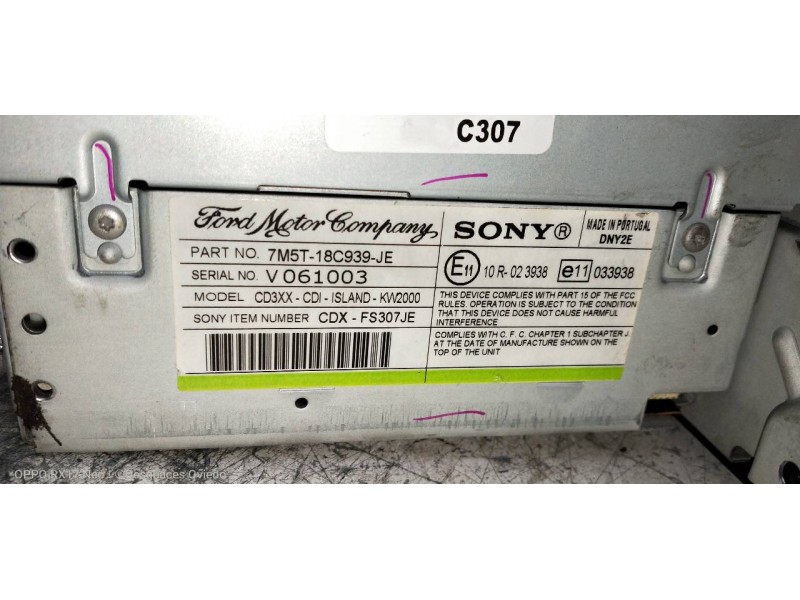 Recambio de sistema audio / radio cd para ford focus lim. (cb4) trend referencia OEM IAM 7M5T18C939JE  