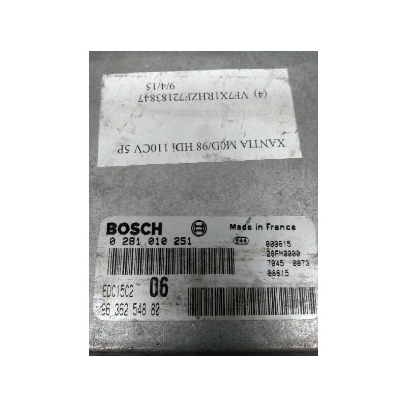 Recambio de centralita motor uce para citroen xantia berlina 2.0 hdi referencia OEM IAM 0281010251 9636254880 06